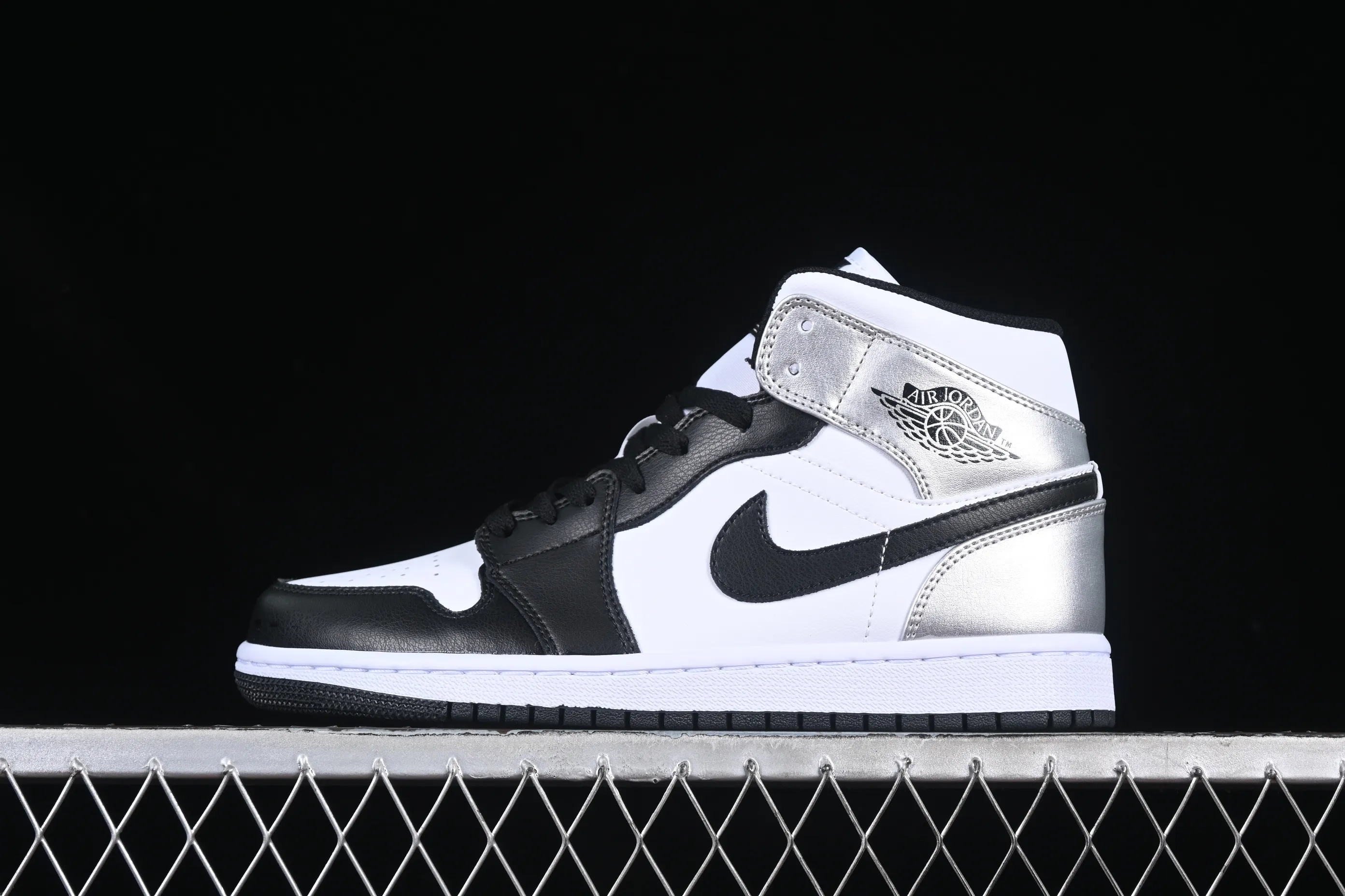 All categories Air Jordan Jordan series basketball shoes Air Jordan 1 Mid Air Jordan 1 Mid AJ1 Joe 1 black and white silver mid-top cultural and casual sneakers DQ8423-103